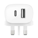 32W AC Wall Charger (20W USB-C, 12W USB-A) - UK Plug White