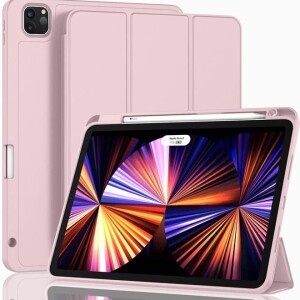 New iPad Pro 12.9 Inch Case 2022/2021/2020 6th/5th/4th Gen with Pencil Holder Smart iPad Case Support Touch ID and Auto Wake/Sleep