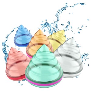 Water Bomb Balloons Reusable,6 Pcs Soft Silicone Water Splash Ball,Self-Sealing Refillable Water Bomb for Kids Adults Fun Water Fight Game Summer Swimming Pool Party Supplies