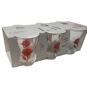 turkish style tea cup Tumbler Set of 6 red flower design