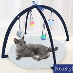  Cat Tent Activity Center with Hanging Balls,Cat Play Mat,Interactive Play Area Station for Cats,Foldable Cat Toy for Indoor Cats,Cat Bed Pad Blanket House(Gray)