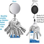 Selizo 4 Pieces Retractable Badge Holder Heavy Duty Badge Reels ID Holder with Keychain Ring Clip for ID Card Carabiner Key Card Work Badge