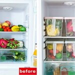 Triangle Fridge Plastic Food Storage Organizer with Lid and Handle (Transparent)- Pack of 4