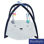  Cat Tent Activity Center with Hanging Balls,Cat Play Mat,Interactive Play Area Station for Cats,Foldable Cat Toy for Indoor Cats,Cat Bed Pad Blanket House(Gray)