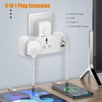 Multi Plug Extension Power Adapter with 2 USB 1 Type-c, Necomi Double Socket Extender Wall Charger 2 Way Electrical Multiple UK Outlet Adaptor, Dual Charging Station