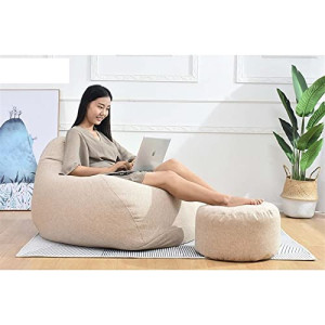ALBIVA lazy sofa Solid Color Chair Cover Beanbag Sofas without Filler Small Round Lazy BeanBag Sofa Cover Waterproof Stuffed Storage Toy Bean Bag (Color : Dark Grey)