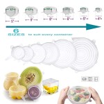Silicone Stretch Lids, FDA approved, BPA free, Leak proof, Reusable, Durable and Expandable Lids to Keep Food Fresh, 6 Pack to fit Containers, Bowls and Cups of various sizes