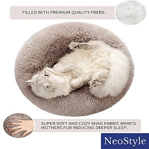  Cat Beds for Indoor Cats,Plush Pet Bed,Cat Sleeping Bed,Machine Washable Dog Bed,Snooze Sleeping Cozy Kitty Large Pets(60cm, Khaki(Removable))
