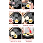 Cooking Pan Long Lasting 4-Hole Durable Pancake Pan Frying Pot with Wood Handle for Burgers Sandwiches Pancakes