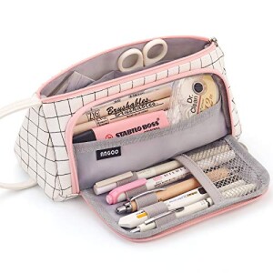 EASTHILL Large Capacity Colored Canvas Storage Pouch Marker Pen Pencil Case Simple Stationery Bag Holder