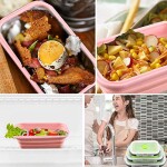 Lunch Box Silicone Set Collapsible Food Box Portable Food Container Meal Box Bento Lunch Box Food Grade BPA Free Foldable Fruit Container Salad Box Space Saving (3Pack) (Pink)