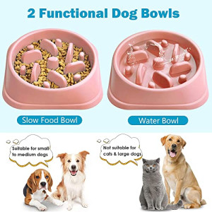  Slow Feeder Dog Bowls,Slow Eating Dog Bowl,Non-Slip Puzzle Anti-Choking Puppy Bowl,Perfect for Medium Small Dogs and Cats (PINK2)