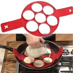 Pancake Molds Silicone Baking Mould, Egg Maker Pancake Flipper Egg Ring, Nonstick Silicone Round Egg Rings 7 Circles