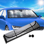 MultiStar, Aluminum Sunshade Curtain Car Windshield Sun Shade Foldable, UV Protection Windscreen Sunshade, Heat Resistant Front 