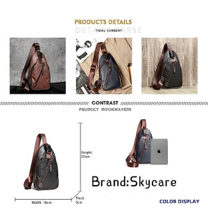 Skycare Men's Leather Chest Bag, Fashionable and Trendy Shoulder Bag, Crossbody Bag, Sling Bag, Bike Backpack.