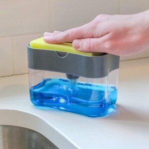 Efficient and Stylish DLORKAN 2-in-1 Soap Pump Dispenser and Sponge Holder for Organized and Streamlined Kitchen Cleaning