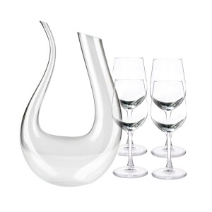 1.5L Clear Wine Decanter Lead Free Crystal Glass Hand Blown in an 6-character Shape Design