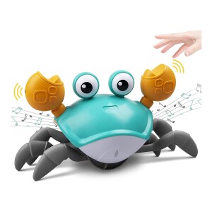 Crawling Crab Baby Toys with Music and LED Light for Kids Toddles - Interactive Infrared Induction Toys with Automatically Avoid Obstacles - USB Rechargeable Electronics Toys