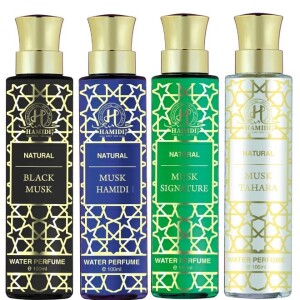 Non Alcoholic Natural Musk Long Lasting Water Perfumes 100ml Unisex � Perfumes Gift Set � (Pack of 4)