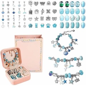 Bracelet Making Kit for Girls,66 Pcs Charm Bracelets Kit with Jewelry Box,Jewelry Charms, Bracelets for DIY Craft