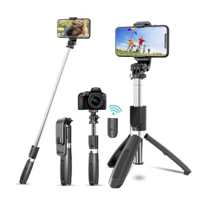 Selfie Stick, 3 in 1 Extendable Selfie Stick Tripod with Detachable Bluetooth Wireless Remote Phone Holder