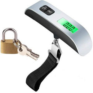 Luggage Digital Scale with Padlock, Portable Handheld Baggage Scale with Hook and Small Lock