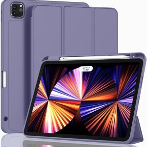 New iPad Pro 12.9 Inch Case 2022?2021?2020 6th?5th?4th Gen with Pencil Holder Smart iPad Case Support Touch ID and Auto Wake Sleep with Auto 2nd Gen Pencil Charging