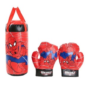 Exclusive Spiderman Boxing Punching Bag Kit With 2 Gloves Padded For Safety 15x38x15cm