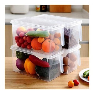 4-Piece Fridge Plastic Food Storage Containers With Lids Clear 31x15x16cm