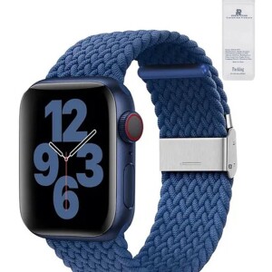 Nylon Solo Loop Strap Compatible With Apple Watch 42/44/45/49mm SE /Series 7/6/5/4/3/2/1 Blue