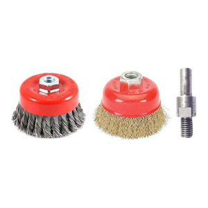 Cup Wire Twisted Hard Brush Red/Grey