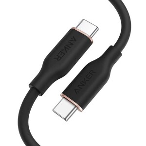 PowerLine III Flow, USB C to USB C Cable 100w, USB 2.0 for MacBook Pro 2020, iPad Pro 2020, iPad Air, Galaxy S20, Pixel, Switch, LG Black