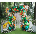 Jungle Safari Theme Party Supplies,136 PCS Balloon Garland Arch Kit, Tropical Party Decorations, the King of the Jungle Lion Party Supplies