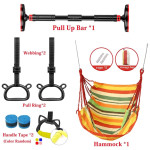 Doorway Pull Up Bar with Indoor Swing Trapeze Bar and Cartoon Gymnastic Rings for Kids Adults,39in-59in with Yellow Swing
