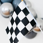 Hand Held Stick Flags, 20 Pack 8"x5.5" Black and White Checkered Racing Stick Flag for Race Party Supplies