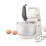 Philips HR3745/00Mixer Daily with 5speeds and Turbo, Stainless Steel Hooks, Container Included, 450W, White