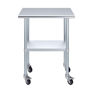 Generic 18 x 30 Stainless Steel Work Table with Casters | Heavy Duty Metal Utility Table On Wheels | Kitchen Island Cart