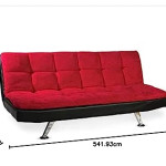 GLF sofa cum bed (red)-three seater sofa of twoo different coloure looks so good with this-mettal legs are attached to it