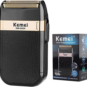 KEMEI Men's Electric Razor Waterproof Reciprocating Razor Cordless Precision Beard Trimmer Twin Blade
