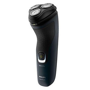 PHILIPS 1100 Wet or Dry Electric Shaver (Black/Blue, S1121/41)