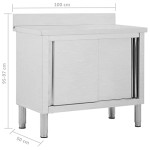 Generic Work Table with Sliding Doors Hygienic Design Working Table Storage Cabinet Kitchen Equipment Restaurant Cupboard
