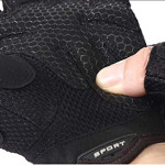 DELFINO Anti Slip Shock Absorbing Padded Breathable Half Finger Short Sports Cycling Gloves for Men Women
