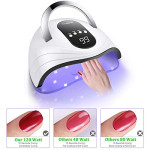 Sunrich UV Gel Nail Lamp 120W LED Nail Light Fast Dryer for Gel Polish Curing with 4 Timers Portable Handle Large Space Automatic Sensor (White)