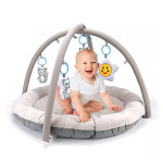 Telun Baby ,Baby Playmat and Activity Gym 4 Play Position with Soft-Hang Toys Suitable form 0 Month+ (Grey)