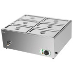 6-Pan Commercial Bain Marie Buffet Food Warmer Large Capacity 42 Quart,110V 1500W Electric Steam Table 6inch Deep Stainless Steel Countertop