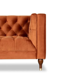 Cotton Home Velvet Tuxedo Arm Sofa, 86 cm height x 214 cm Width x 78 cm Depth