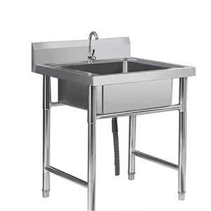 Restaurant Kitchen Equipment Strong Durable Stainless Steel Furniture Double Sink with Splash Guard for Restaurant