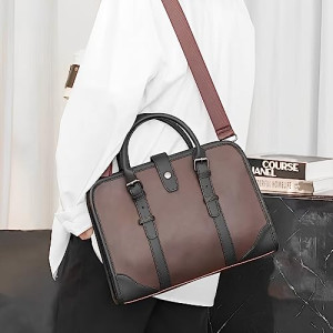 Skycare Men's Business Handheld Laptop Bag, Multi-functional Briefcase Shoulder Bag for Documents and Files, Suitable for Travel and Vintage Style.
