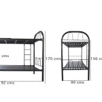MAF Metal Steel Bunk Bed MAF-113 Heavy Duty Silver & Guard Rails Sturdy for Home, Baby Home, Apartment Studio Room Size 90x190 cm