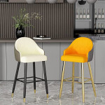 Velvet Bar High Stool With Black Legs For The Home Counter And Kitchen (Blue)